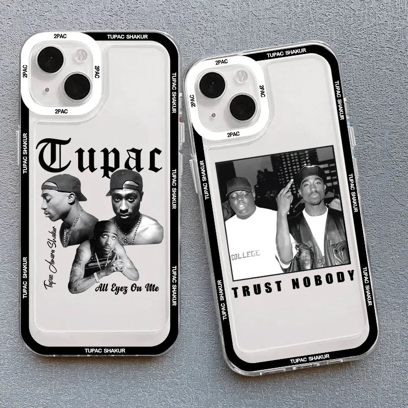 Rapper 2pac Singer Tupac Phone Case for Iphone 11 12 Mini 13 15 Pro Max SE2 14 7 8 Plus X XS XR Soft Shockproof Back Cover Funda